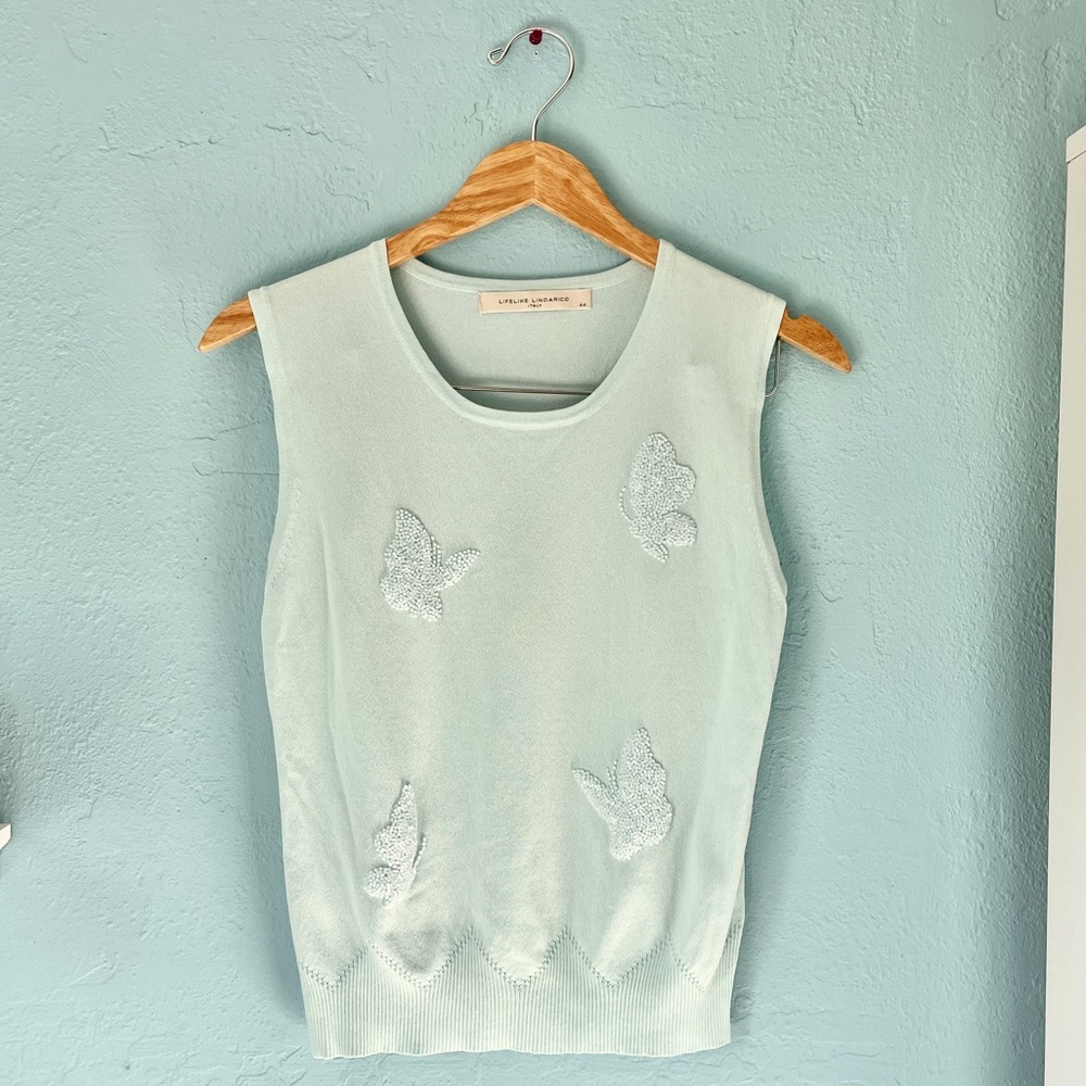 vintage butterfly vest beaded y2k butterflies mint green blue lifelike lindarico